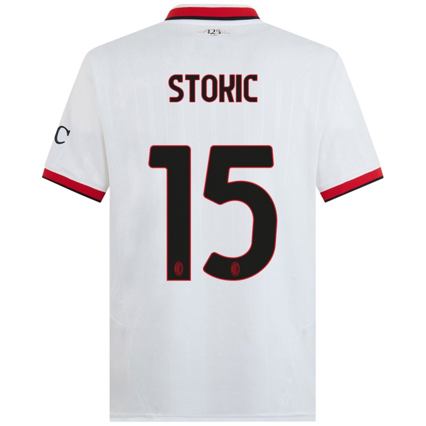 Niño Camiseta Sara Stokić #15 Blanco Negro Rojo 2ª Equipación 2024/25 La Camisa México