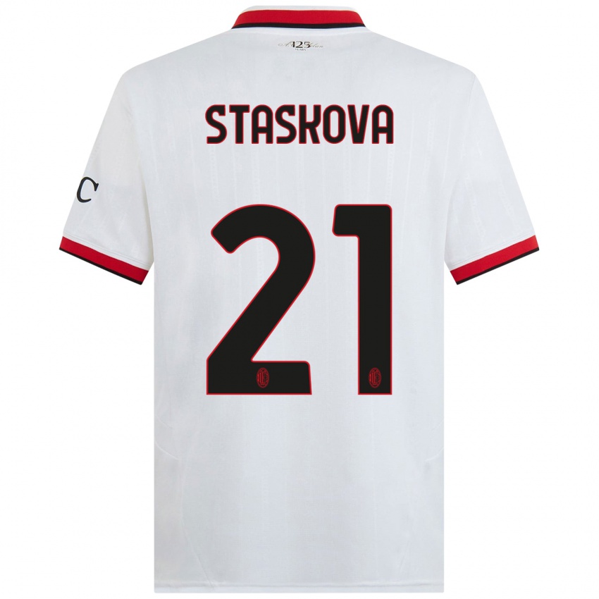 Niño Camiseta Andrea Stašková #21 Blanco Negro Rojo 2ª Equipación 2024/25 La Camisa México