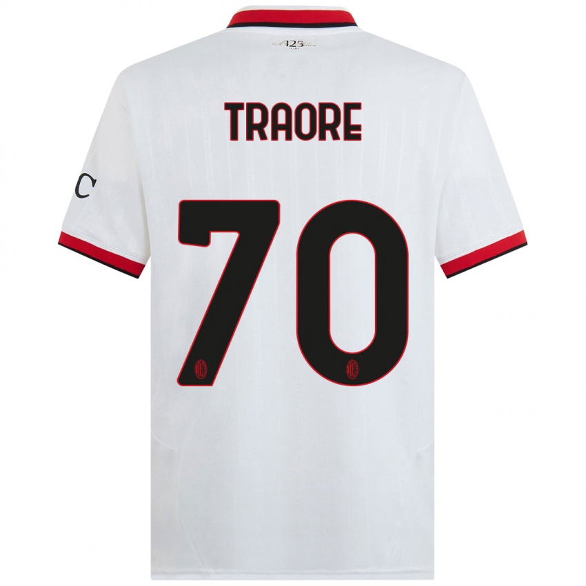 Niño Camiseta Chaka Traore #70 Blanco Negro Rojo 2ª Equipación 2024/25 La Camisa México