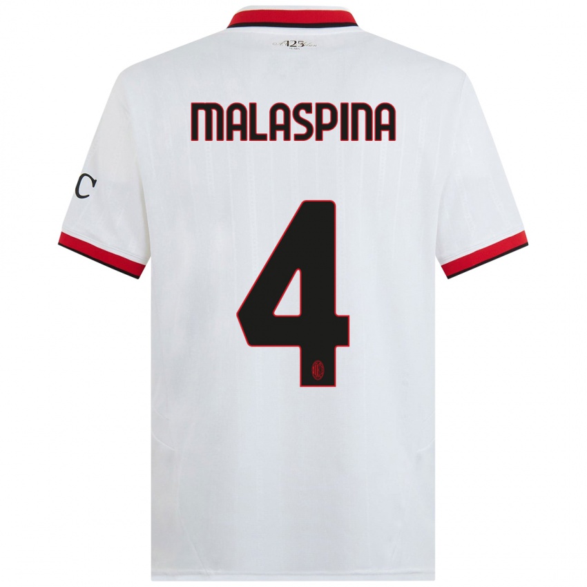 Niño Camiseta Mattia Malaspina #4 Blanco Negro Rojo 2ª Equipación 2024/25 La Camisa México