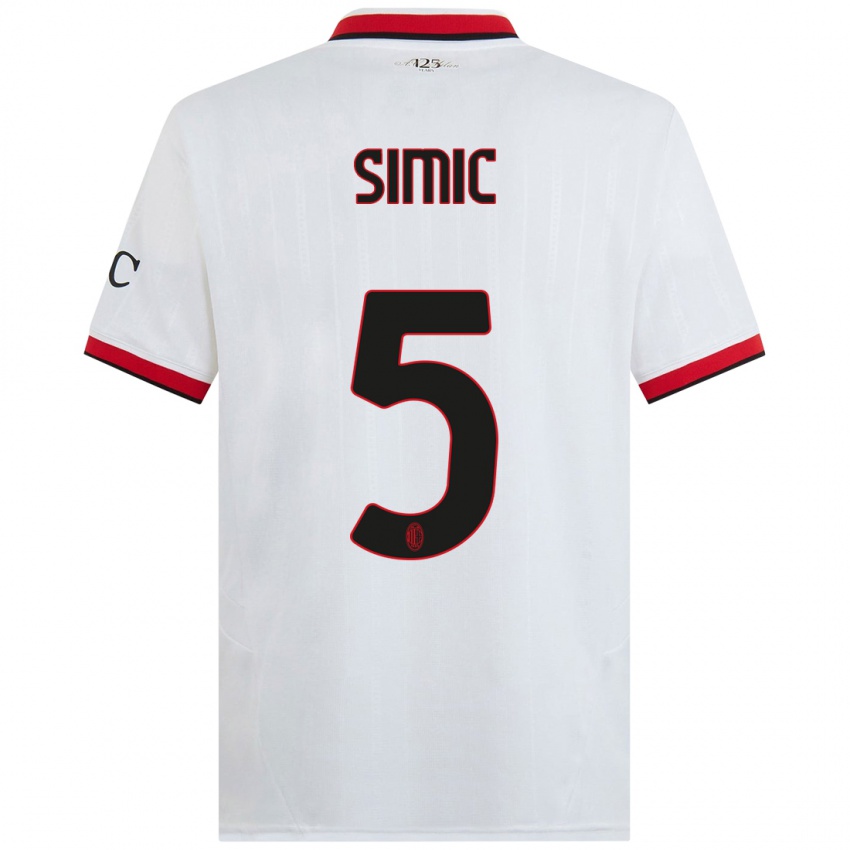 Niño Camiseta Jan-Carlo Simic #5 Blanco Negro Rojo 2ª Equipación 2024/25 La Camisa México