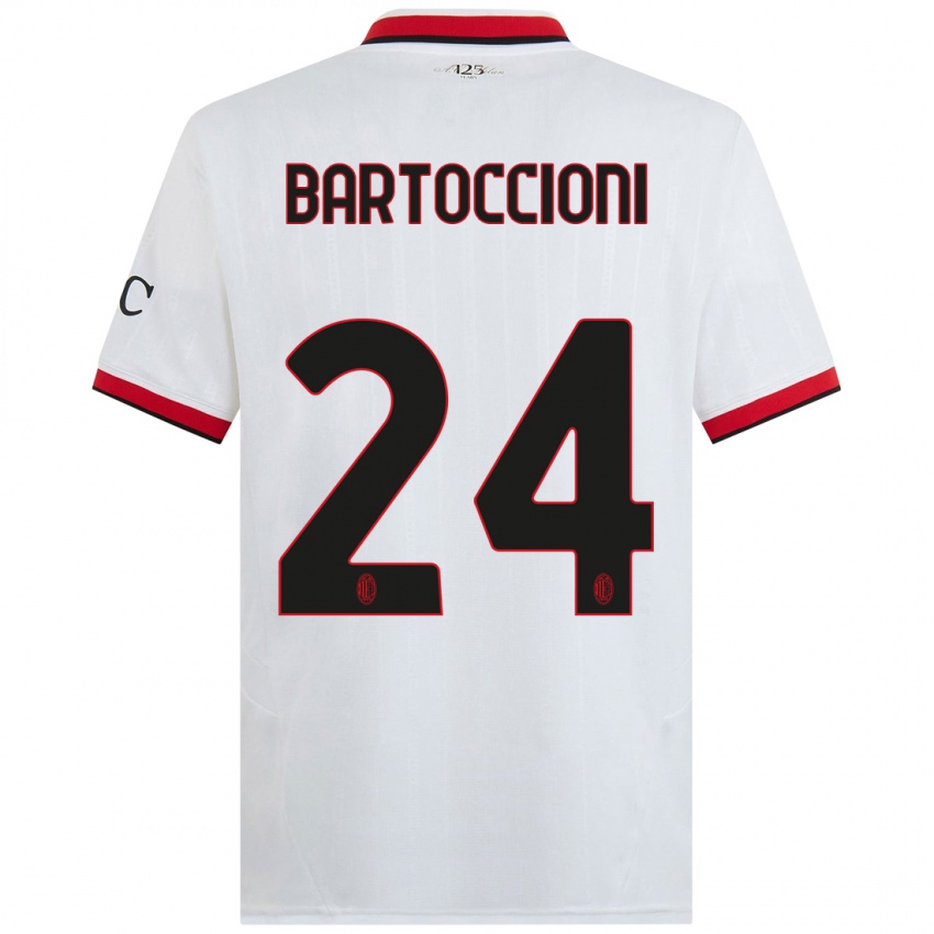 Niño Camiseta Andrea Bartoccioni #24 Blanco Negro Rojo 2ª Equipación 2024/25 La Camisa México