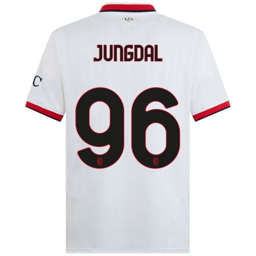 Niño Camiseta Andreas Jungdal #96 Blanco Negro Rojo 2ª Equipación 2024/25 La Camisa México