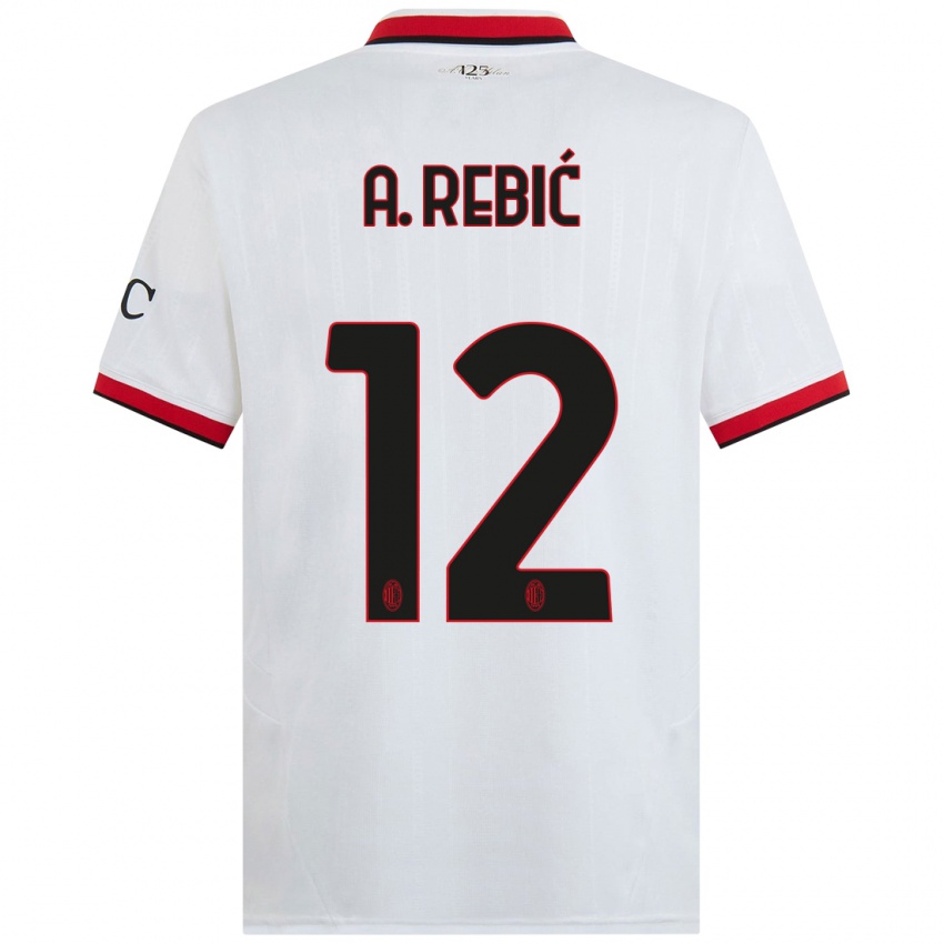 Niño Camiseta Ante Rebic #12 Blanco Negro Rojo 2ª Equipación 2024/25 La Camisa México