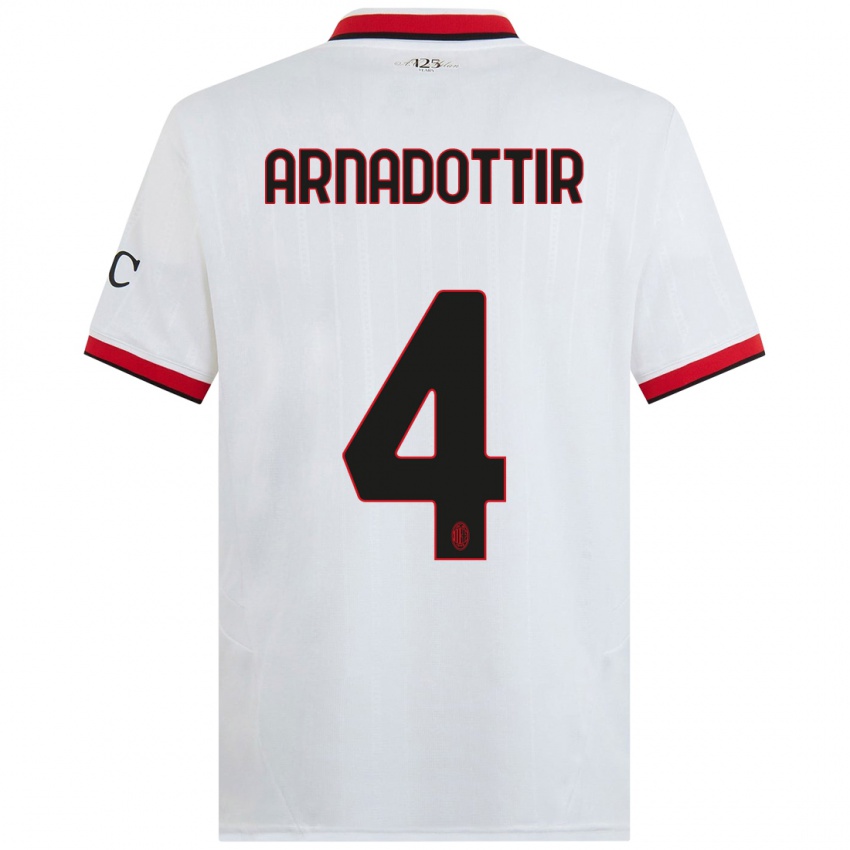 Niño Camiseta Guony Arnadottir #4 Blanco Negro Rojo 2ª Equipación 2024/25 La Camisa México