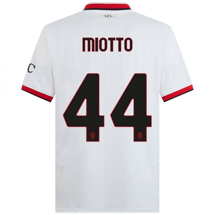 Niño Camiseta Giorgia Miotto #44 Blanco Negro Rojo 2ª Equipación 2024/25 La Camisa México