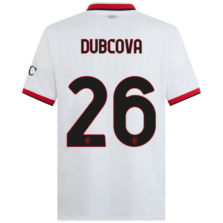 Niño Camiseta Michaela Dubcova #26 Blanco Negro Rojo 2ª Equipación 2024/25 La Camisa México