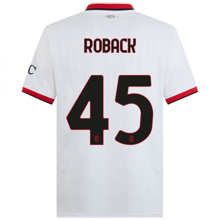 Niño Camiseta Emil Roback #45 Blanco Negro Rojo 2ª Equipación 2024/25 La Camisa México