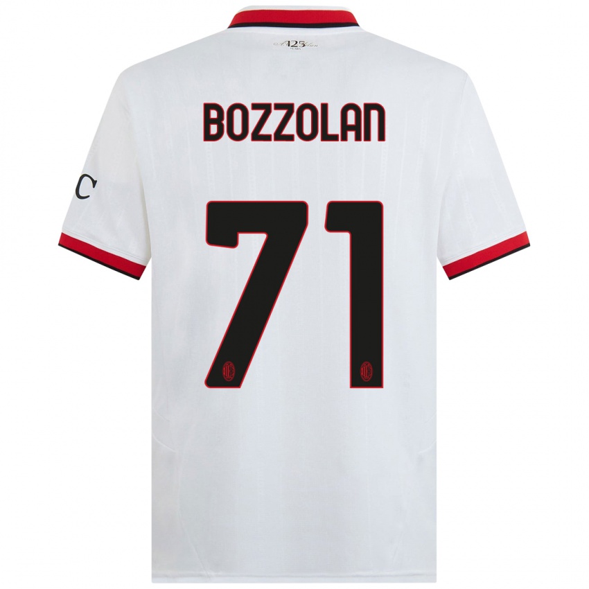 Niño Camiseta Andrea Bozzolan #71 Blanco Negro Rojo 2ª Equipación 2024/25 La Camisa México