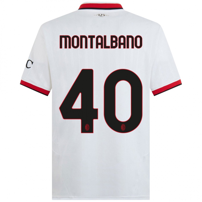 Niño Camiseta Nicolo Montalbano #40 Blanco Negro Rojo 2ª Equipación 2024/25 La Camisa México