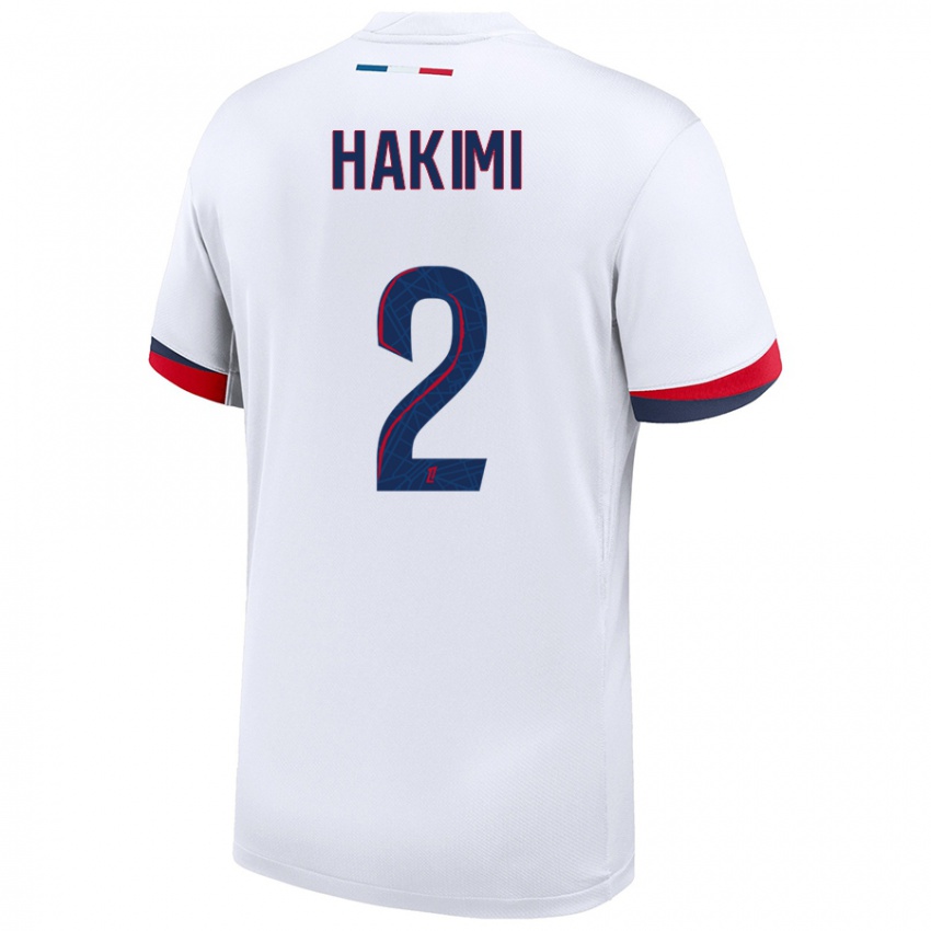 Niño Camiseta Achraf Hakimi #2 Blanco Azul Rojo 2ª Equipación 2024/25 La Camisa México