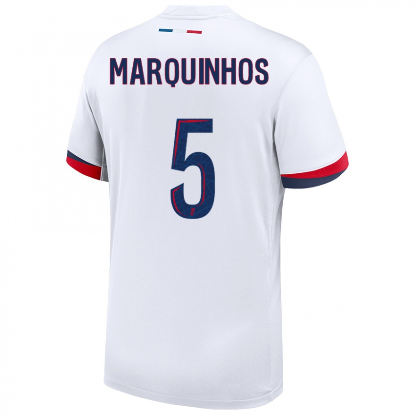 Niño Camiseta Marquinhos #5 Blanco Azul Rojo 2ª Equipación 2024/25 La Camisa México