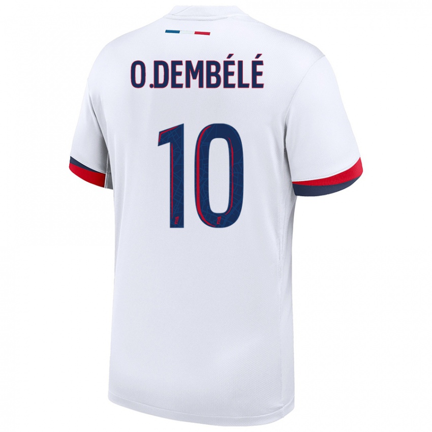 Niño Camiseta Ousmane Dembélé #10 Blanco Azul Rojo 2ª Equipación 2024/25 La Camisa México