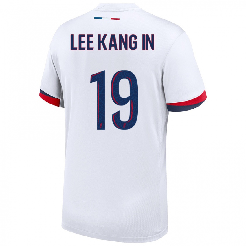 Niño Camiseta Kang-In Lee #19 Blanco Azul Rojo 2ª Equipación 2024/25 La Camisa México