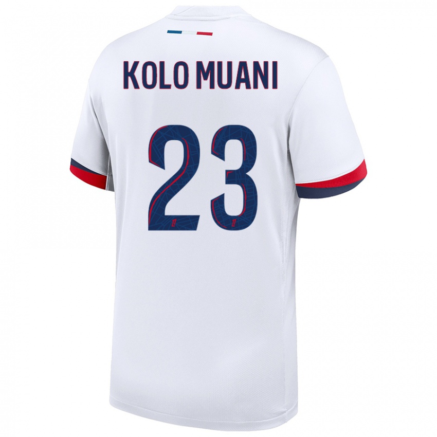 Niño Camiseta Randal Kolo Muani #23 Blanco Azul Rojo 2ª Equipación 2024/25 La Camisa México