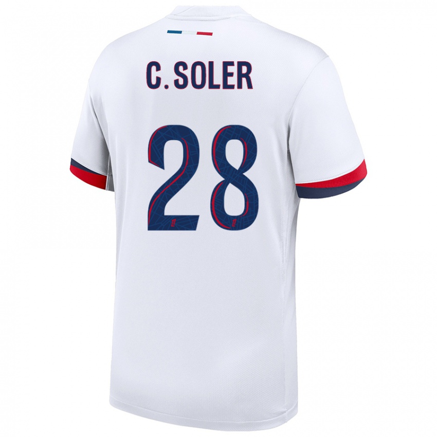 Niño Camiseta Carlos Soler #28 Blanco Azul Rojo 2ª Equipación 2024/25 La Camisa México