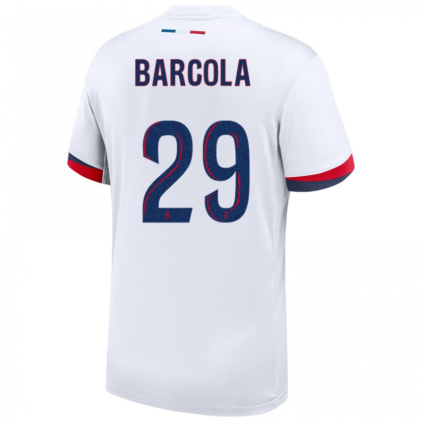 Niño Camiseta Bradley Barcola #29 Blanco Azul Rojo 2ª Equipación 2024/25 La Camisa México