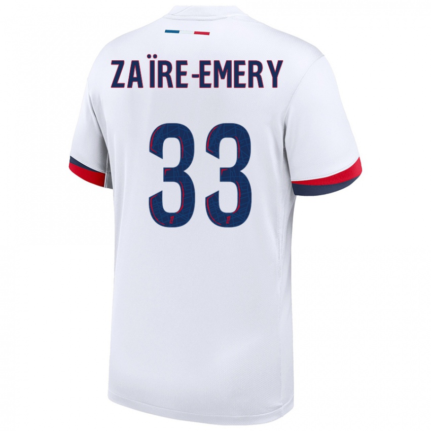 Niño Camiseta Warren Zaire Emery #33 Blanco Azul Rojo 2ª Equipación 2024/25 La Camisa México