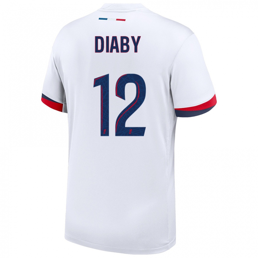 Niño Camiseta Ibrahima Diaby #12 Blanco Azul Rojo 2ª Equipación 2024/25 La Camisa México