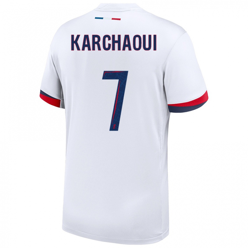 Niño Camiseta Sakina Karchaoui #7 Blanco Azul Rojo 2ª Equipación 2024/25 La Camisa México