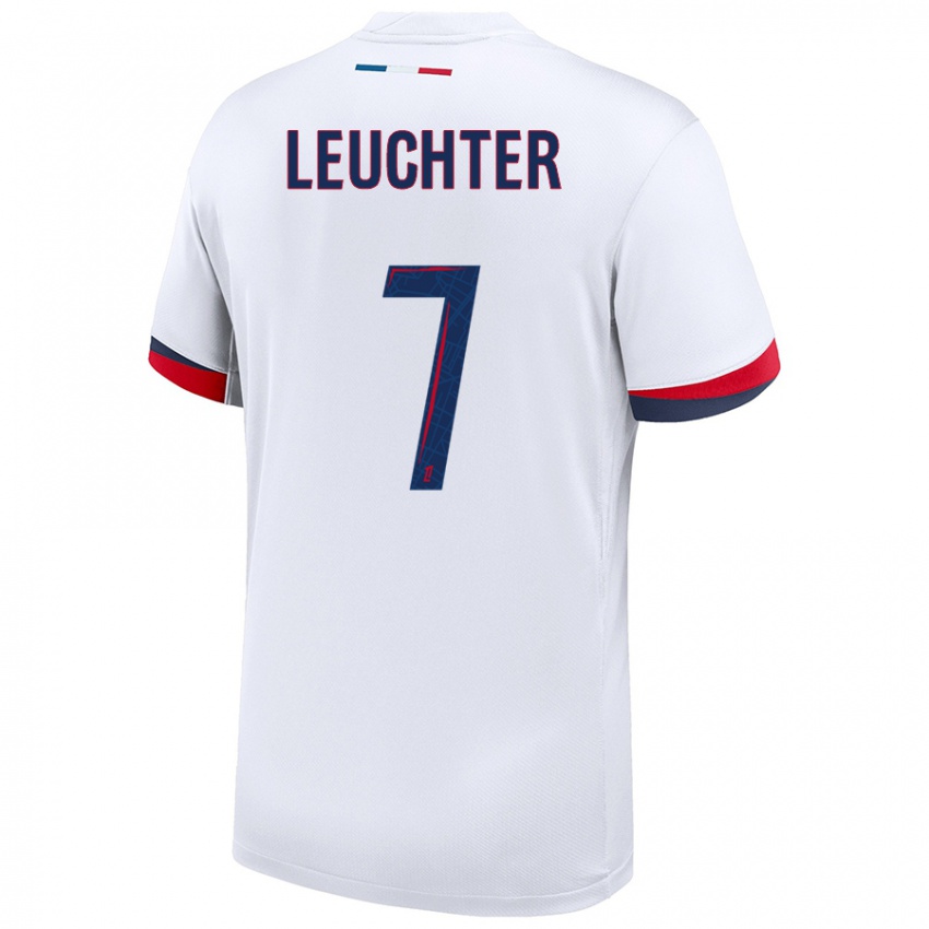 Niño Camiseta Romée Leuchter #7 Blanco Azul Rojo 2ª Equipación 2024/25 La Camisa México