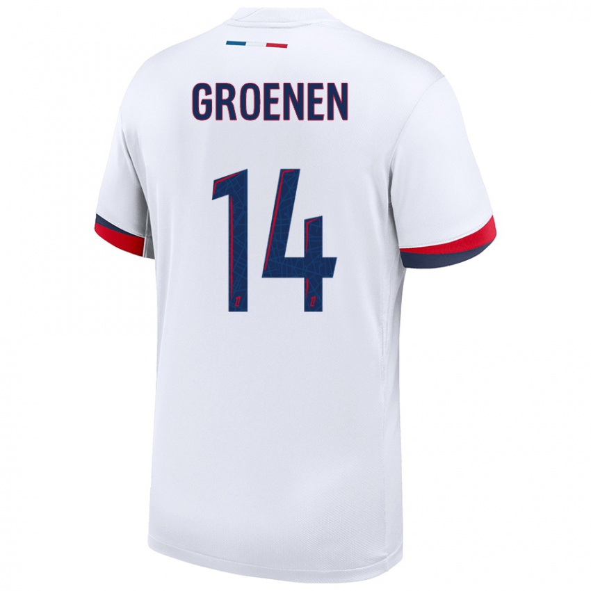 Niño Camiseta Jackie Groenen #14 Blanco Azul Rojo 2ª Equipación 2024/25 La Camisa México