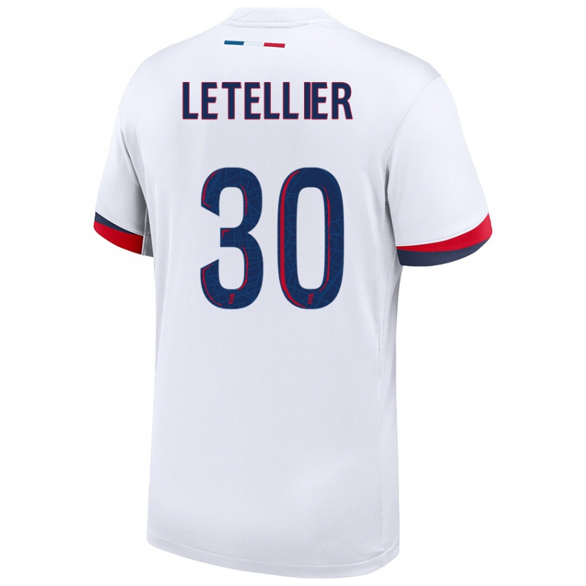 Niño Camiseta Alexandre Letellier #30 Blanco Azul Rojo 2ª Equipación 2024/25 La Camisa México