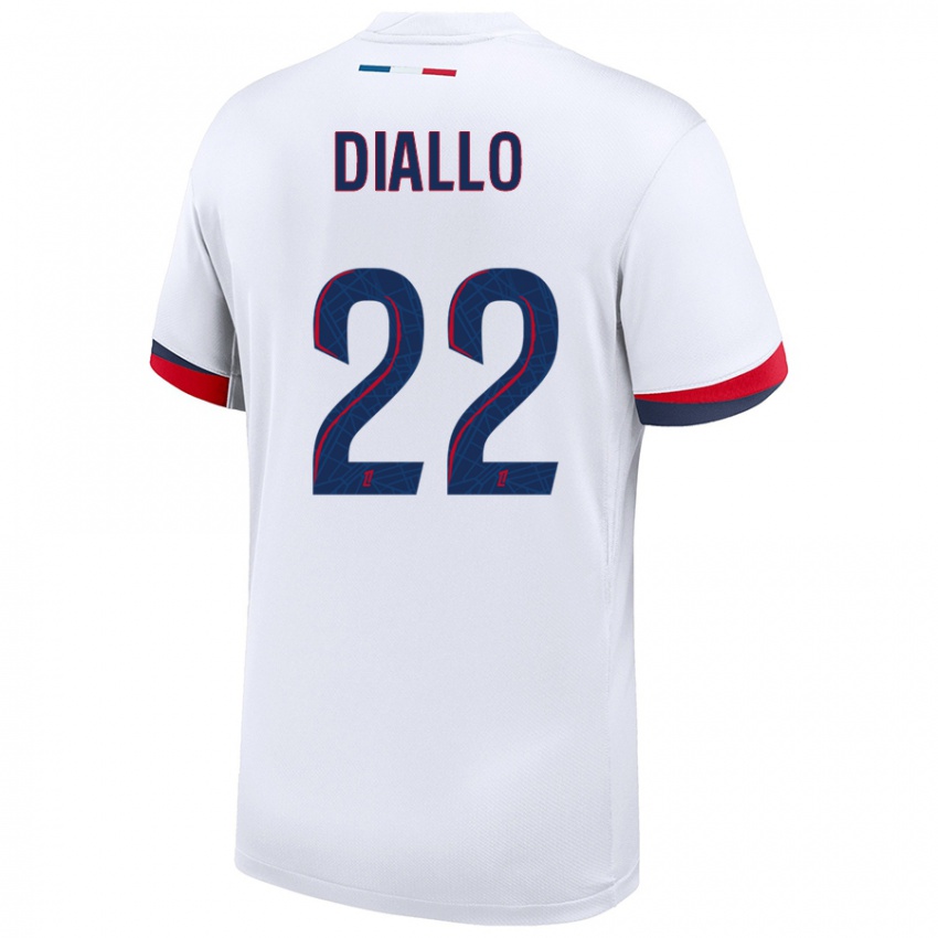 Niño Camiseta Abdou Diallo #22 Blanco Azul Rojo 2ª Equipación 2024/25 La Camisa México