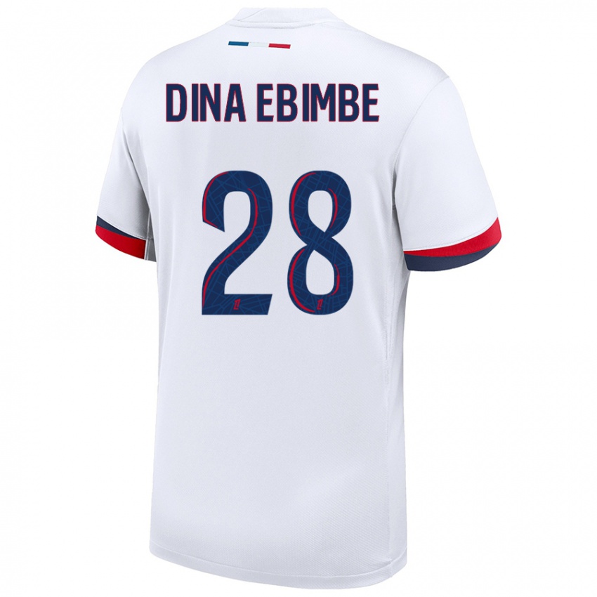 Niño Camiseta Eric Junior Dina Ebimbe #28 Blanco Azul Rojo 2ª Equipación 2024/25 La Camisa México