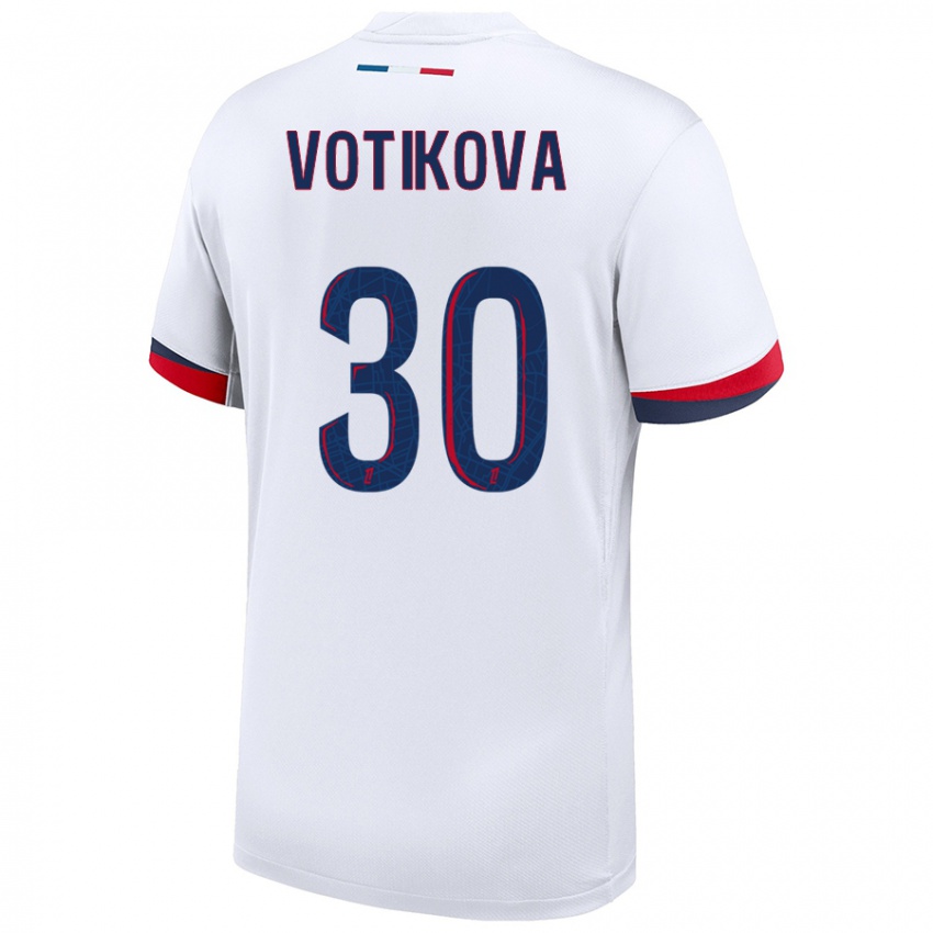 Niño Camiseta Barbora Votikova #30 Blanco Azul Rojo 2ª Equipación 2024/25 La Camisa México