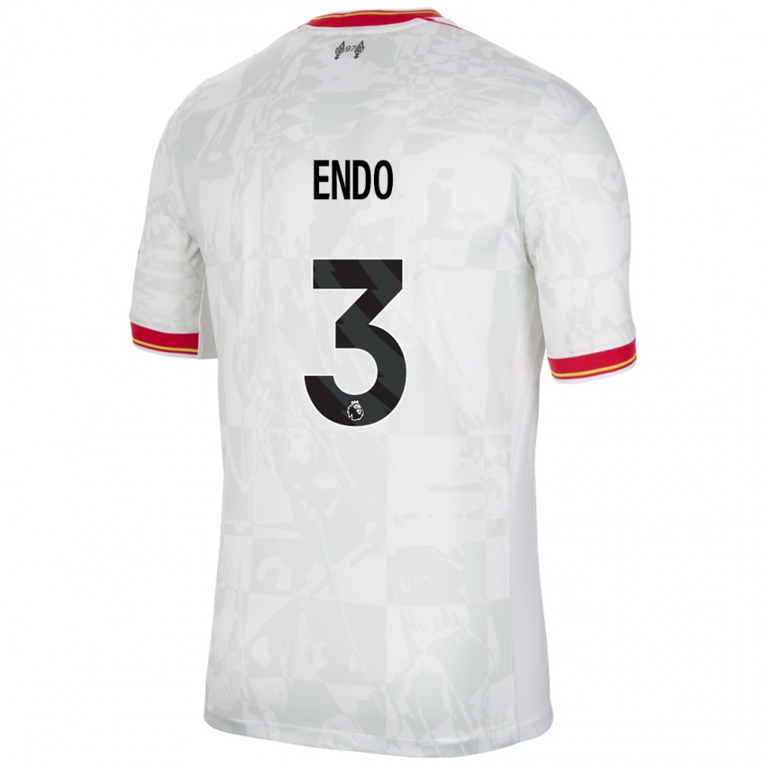 Niño Camiseta Wataru Endo #3 Blanco Rojo Negro Equipación Tercera 2024/25 La Camisa México