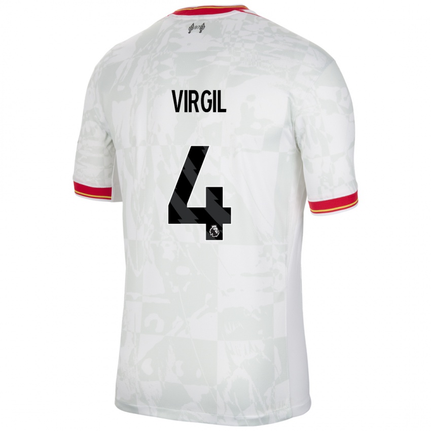 Niño Camiseta Virgil Van Dijk #4 Blanco Rojo Negro Equipación Tercera 2024/25 La Camisa México