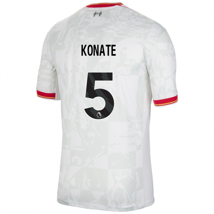 Niño Camiseta Ibrahima Konate #5 Blanco Rojo Negro Equipación Tercera 2024/25 La Camisa México