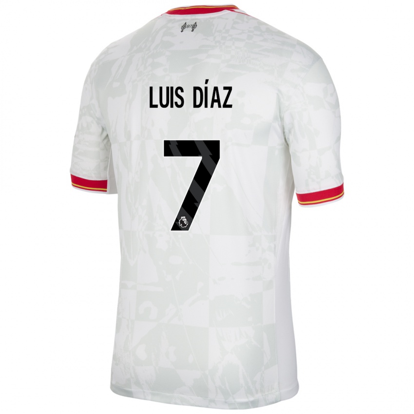 Niño Camiseta Luis Diaz #7 Blanco Rojo Negro Equipación Tercera 2024/25 La Camisa México