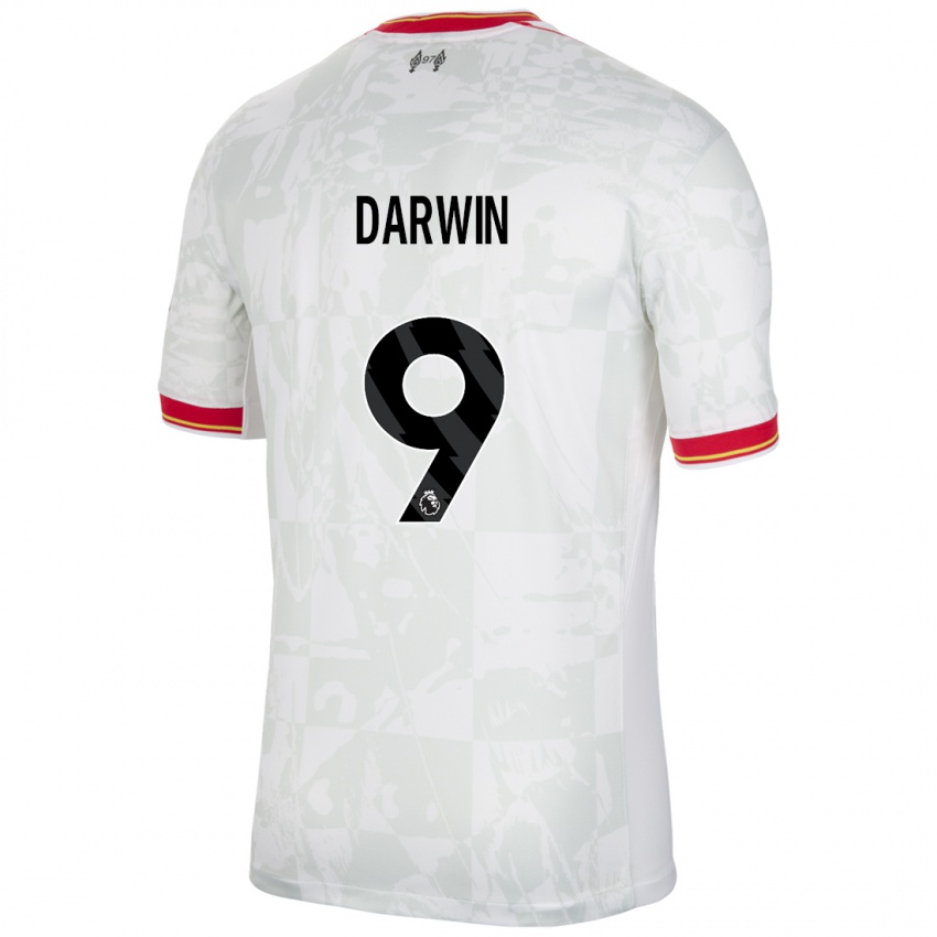 Niño Camiseta Darwin Nunez #9 Blanco Rojo Negro Equipación Tercera 2024/25 La Camisa México