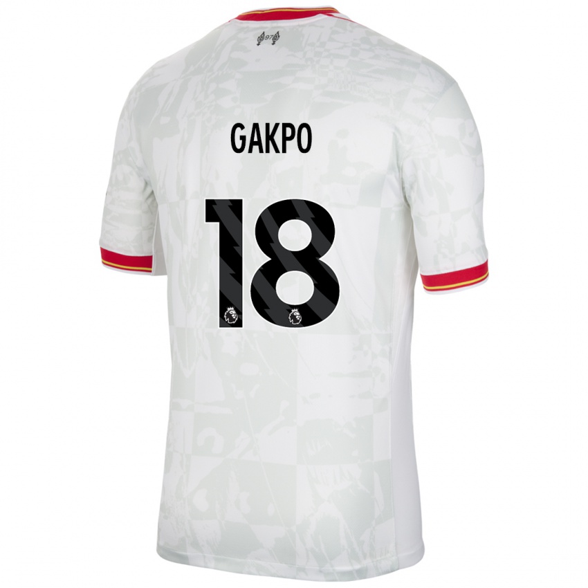 Niño Camiseta Cody Gakpo #18 Blanco Rojo Negro Equipación Tercera 2024/25 La Camisa México