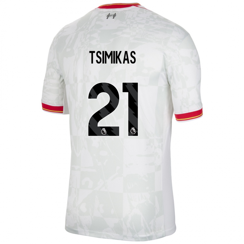 Niño Camiseta Konstantinos Tsimikas #21 Blanco Rojo Negro Equipación Tercera 2024/25 La Camisa México