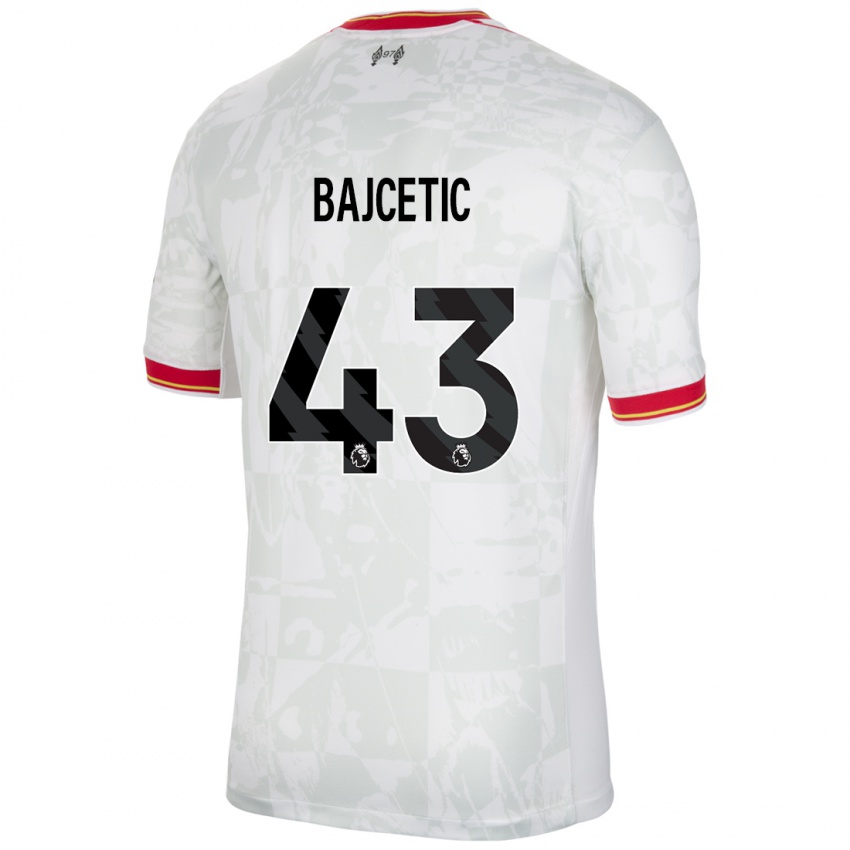 Niño Camiseta Stefan Bajcetic #43 Blanco Rojo Negro Equipación Tercera 2024/25 La Camisa México