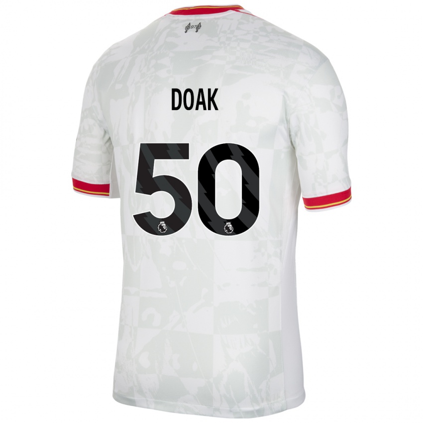 Niño Camiseta Ben Doak #50 Blanco Rojo Negro Equipación Tercera 2024/25 La Camisa México