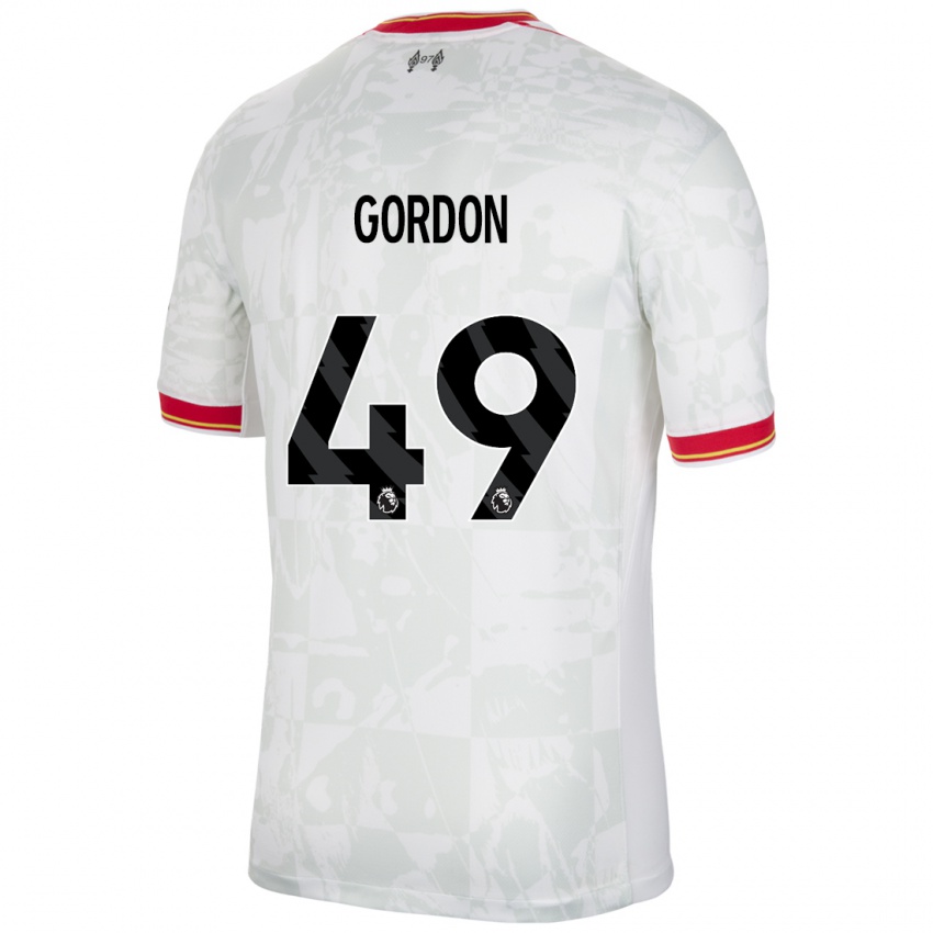 Niño Camiseta Kaide Gordon #49 Blanco Rojo Negro Equipación Tercera 2024/25 La Camisa México