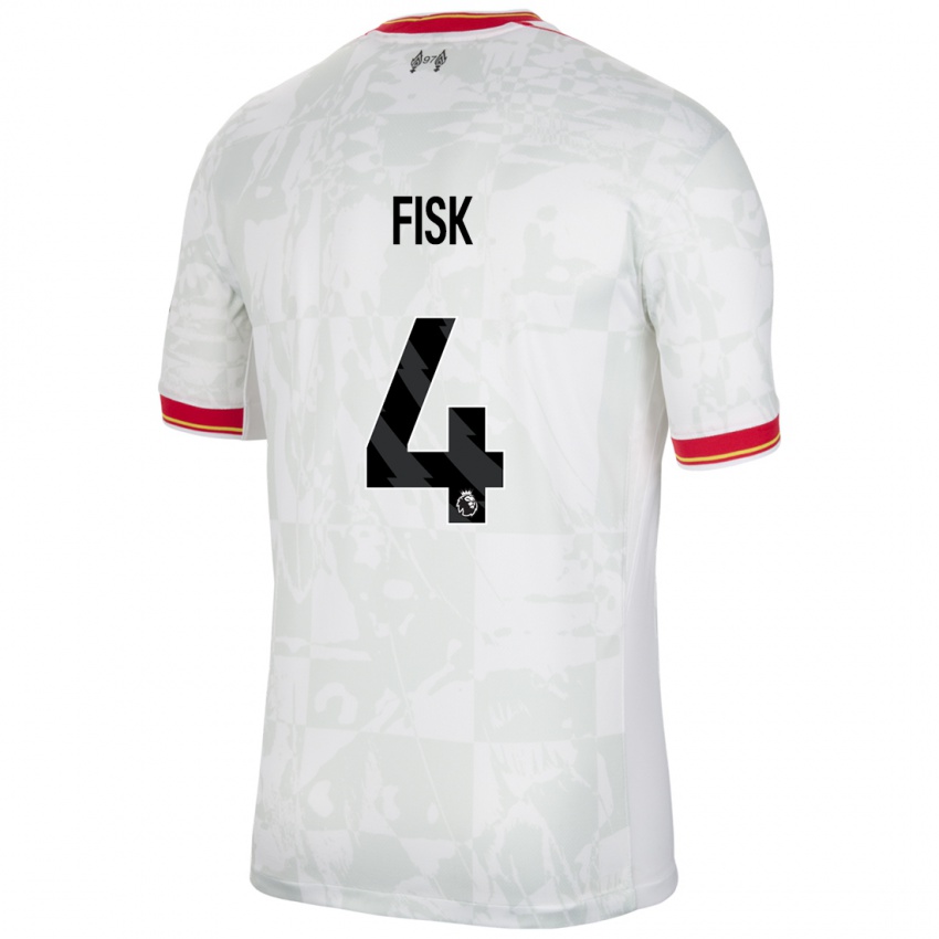 Niño Camiseta Grace Fisk #4 Blanco Rojo Negro Equipación Tercera 2024/25 La Camisa México