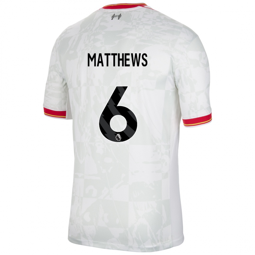 Niño Camiseta Jasmine Matthews #6 Blanco Rojo Negro Equipación Tercera 2024/25 La Camisa México