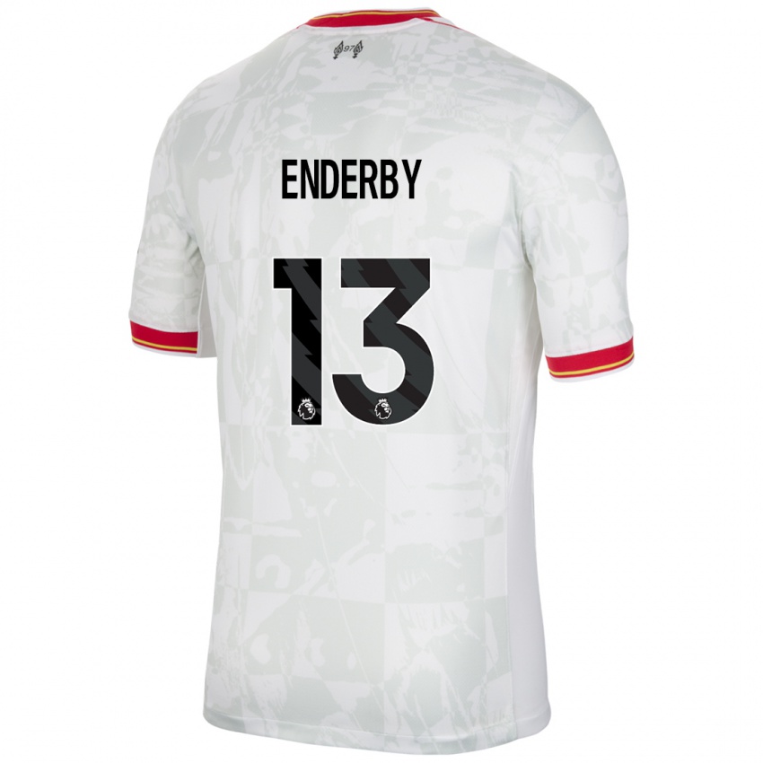 Niño Camiseta Mia Enderby #13 Blanco Rojo Negro Equipación Tercera 2024/25 La Camisa México