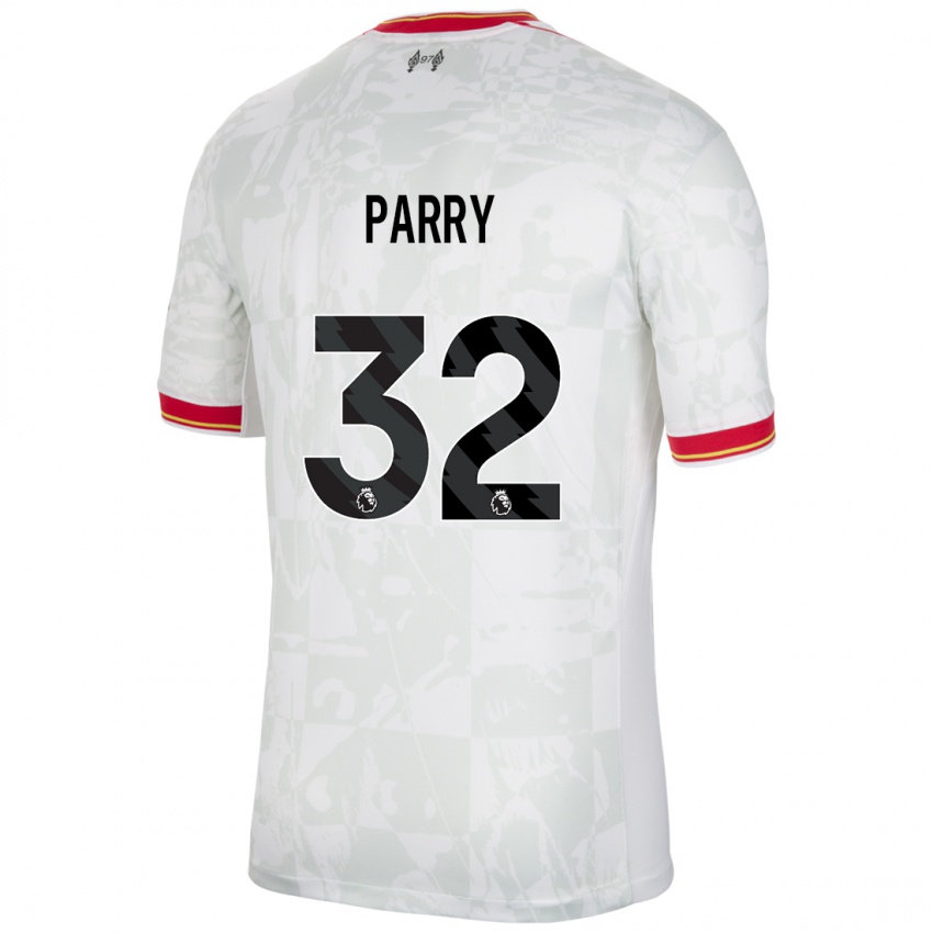 Niño Camiseta Lucy Parry #32 Blanco Rojo Negro Equipación Tercera 2024/25 La Camisa México