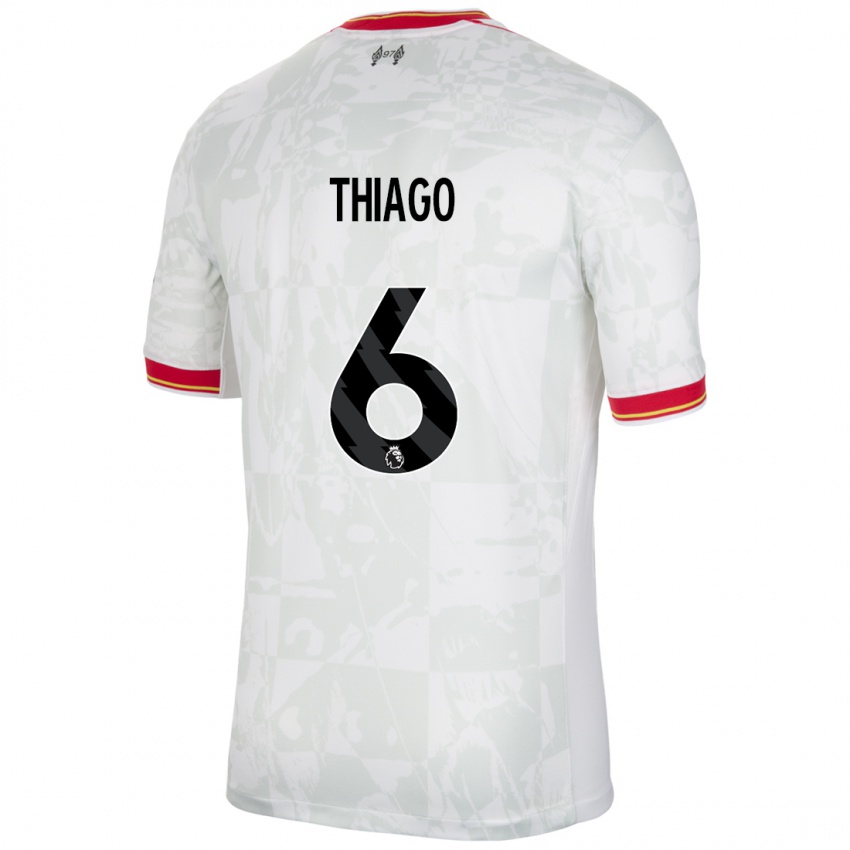 Niño Camiseta Thiago #6 Blanco Rojo Negro Equipación Tercera 2024/25 La Camisa México