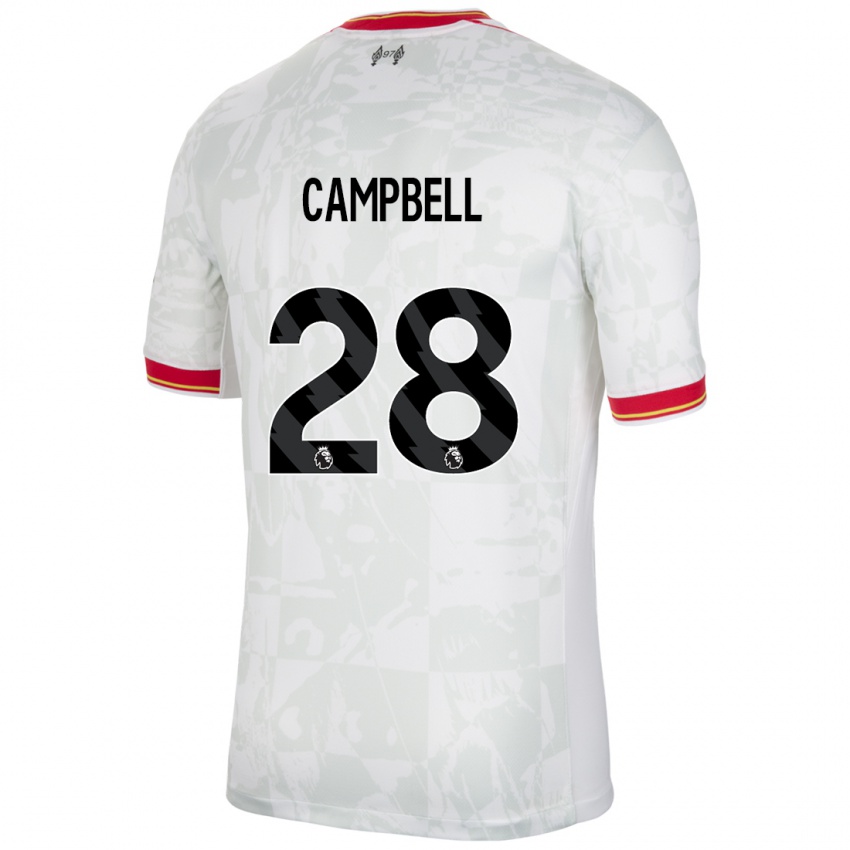 Niño Camiseta Megan Campbell #28 Blanco Rojo Negro Equipación Tercera 2024/25 La Camisa México