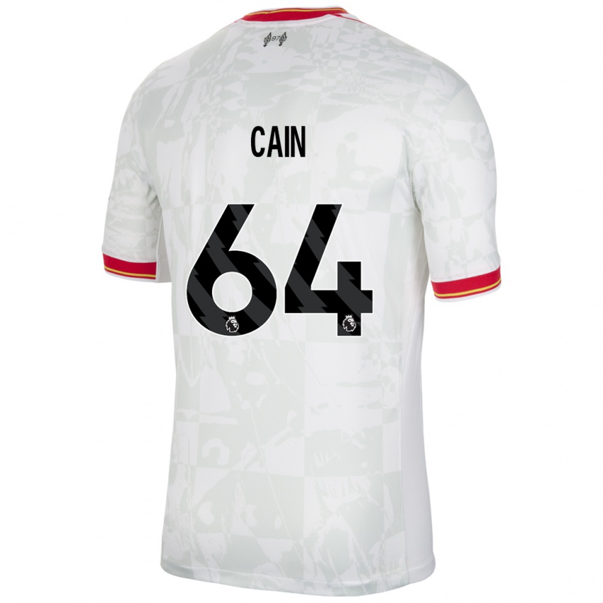 Niño Camiseta Jake Cain #64 Blanco Rojo Negro Equipación Tercera 2024/25 La Camisa México