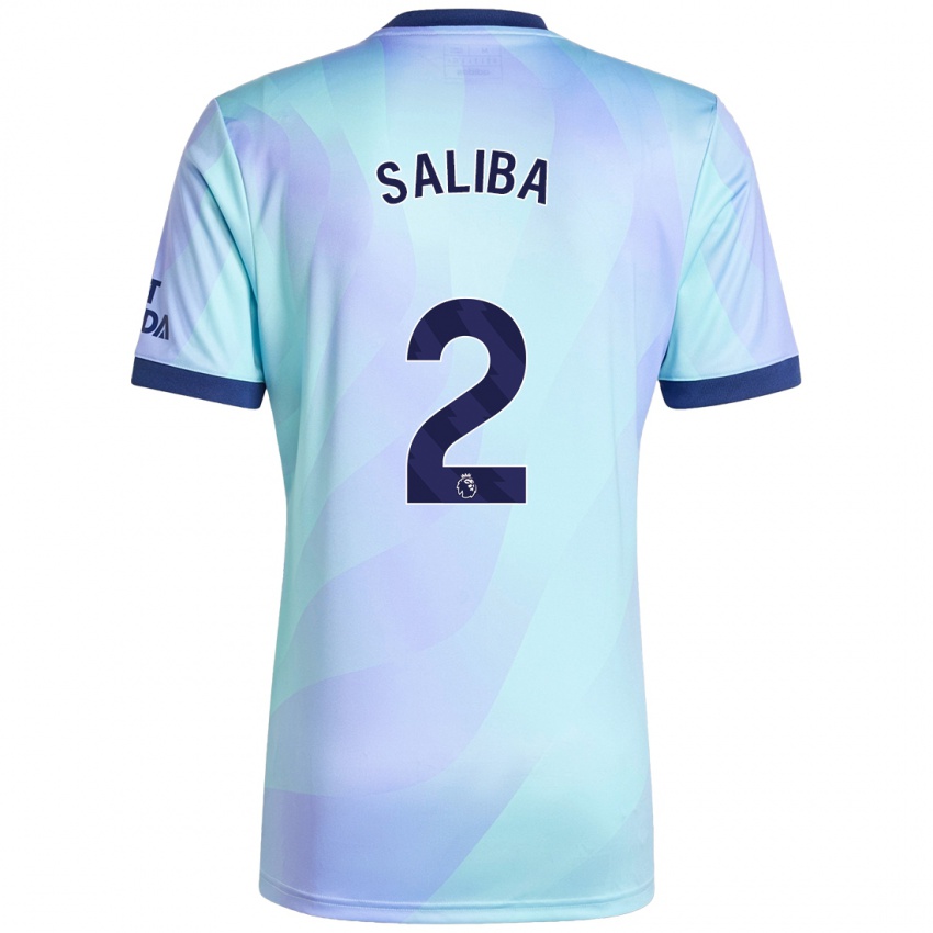 Niño Camiseta William Saliba #2 Agua Equipación Tercera 2024/25 La Camisa México