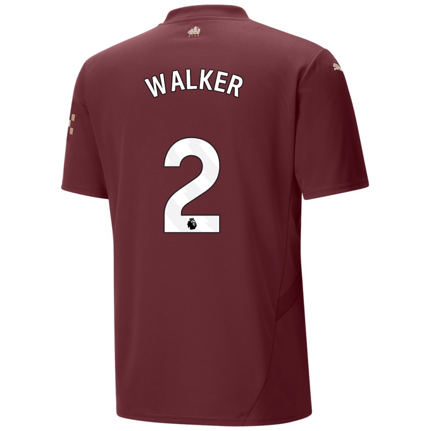 Niño Camiseta Kyle Walker #2 Granate Equipación Tercera 2024/25 La Camisa México