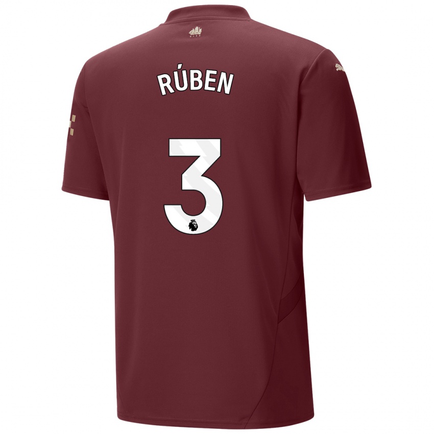 Niño Camiseta Ruben Dias #3 Granate Equipación Tercera 2024/25 La Camisa México